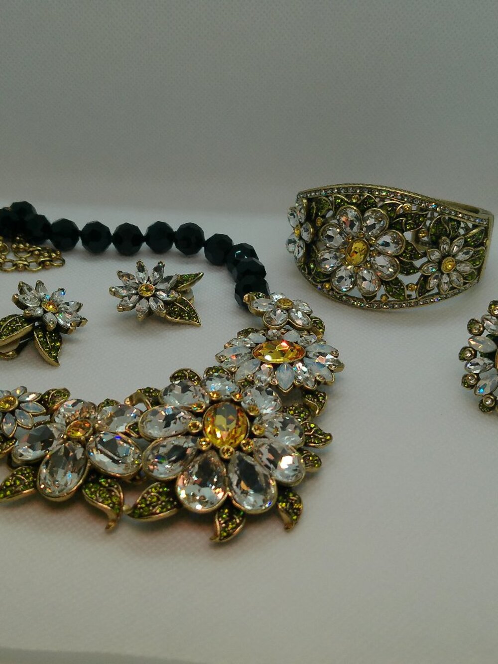 HEIDI DAUS "Glorious Garden" SET Crystal Flower Necklace Earrings Bracelet Ring